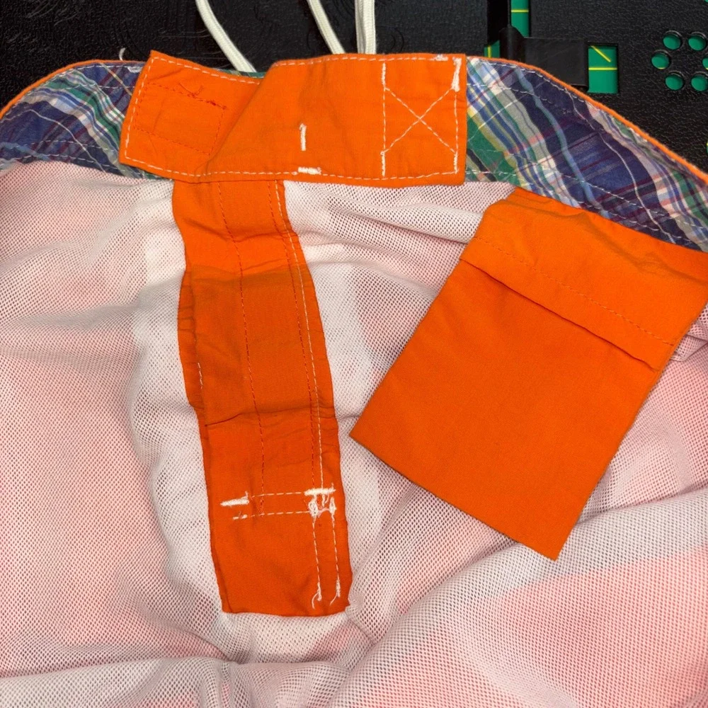 Polo Ralph Lauren Mens Orange Board Shorts Cargo Swim Trunks Size L Pony Logo